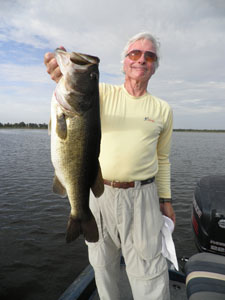 Gary Clark with a large Chug Bug bass caught in August out of eel grass.