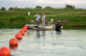 Spillway running water fishing