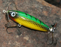 Gilmore Go-Getter topwater prop bait in color Green Perch