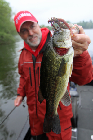 Steve Pennaz with a bass caught on a jig